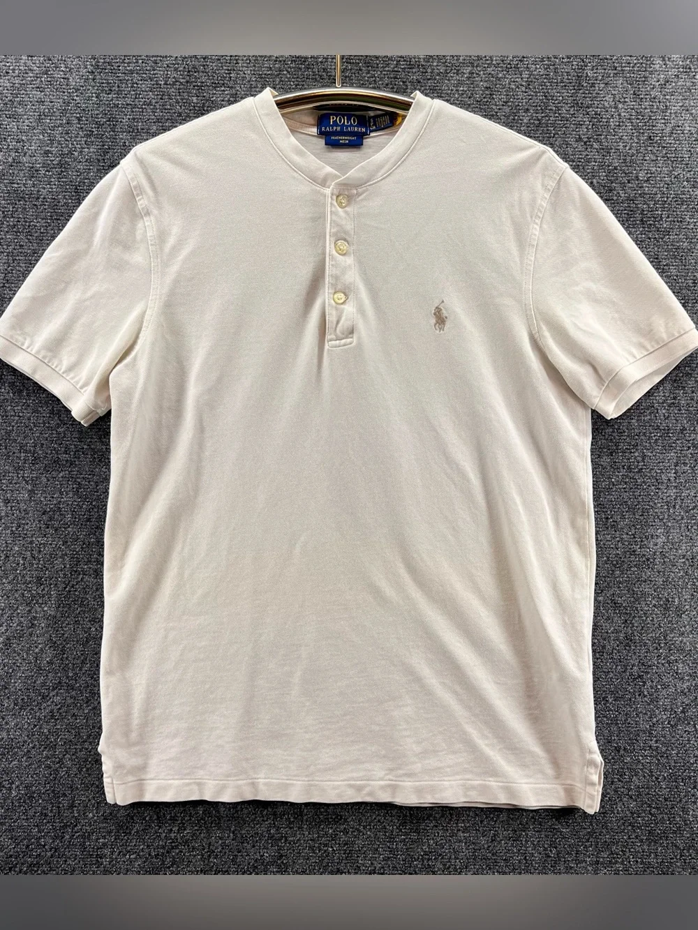 Polo Ralph Lauren Henley Shirt Mens Small Off White Featherweight Mesh Preppy